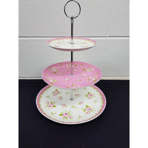 Cake Stand - Vintage China - 3 Tier